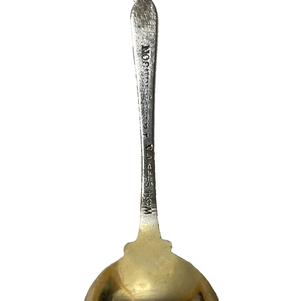 Rare Antique Silver Souvenir Spoon 4.7 inch Red Blue Enamel Handle Collectable